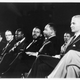 From right, G. Homer Durham, Martin Luther King Jr., Ralph Abernathy, an unidentified participant, the Rev. Louis Eaton and Msgr. Robert Donahoe at Goodwin Stadium, Arizona State University.
Courtesy of Monsignor Robert Donahoe Collection, Arizona Collection, Arizona State University Libraries